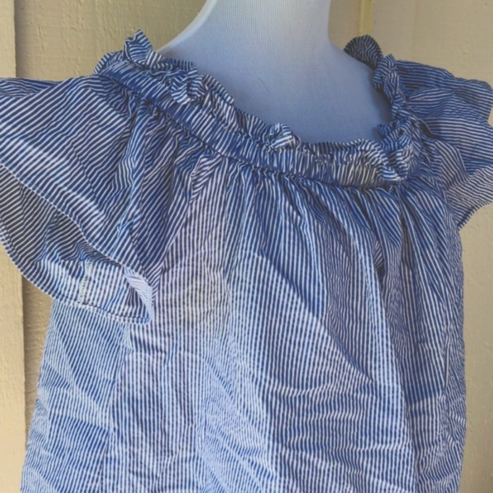 Rachel Roy Erla Seersucker Off-the-Shoulder Top - Picture 4 of 8
